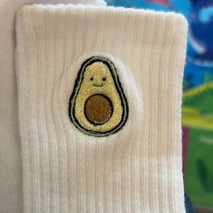 Embroidered avocado socks
